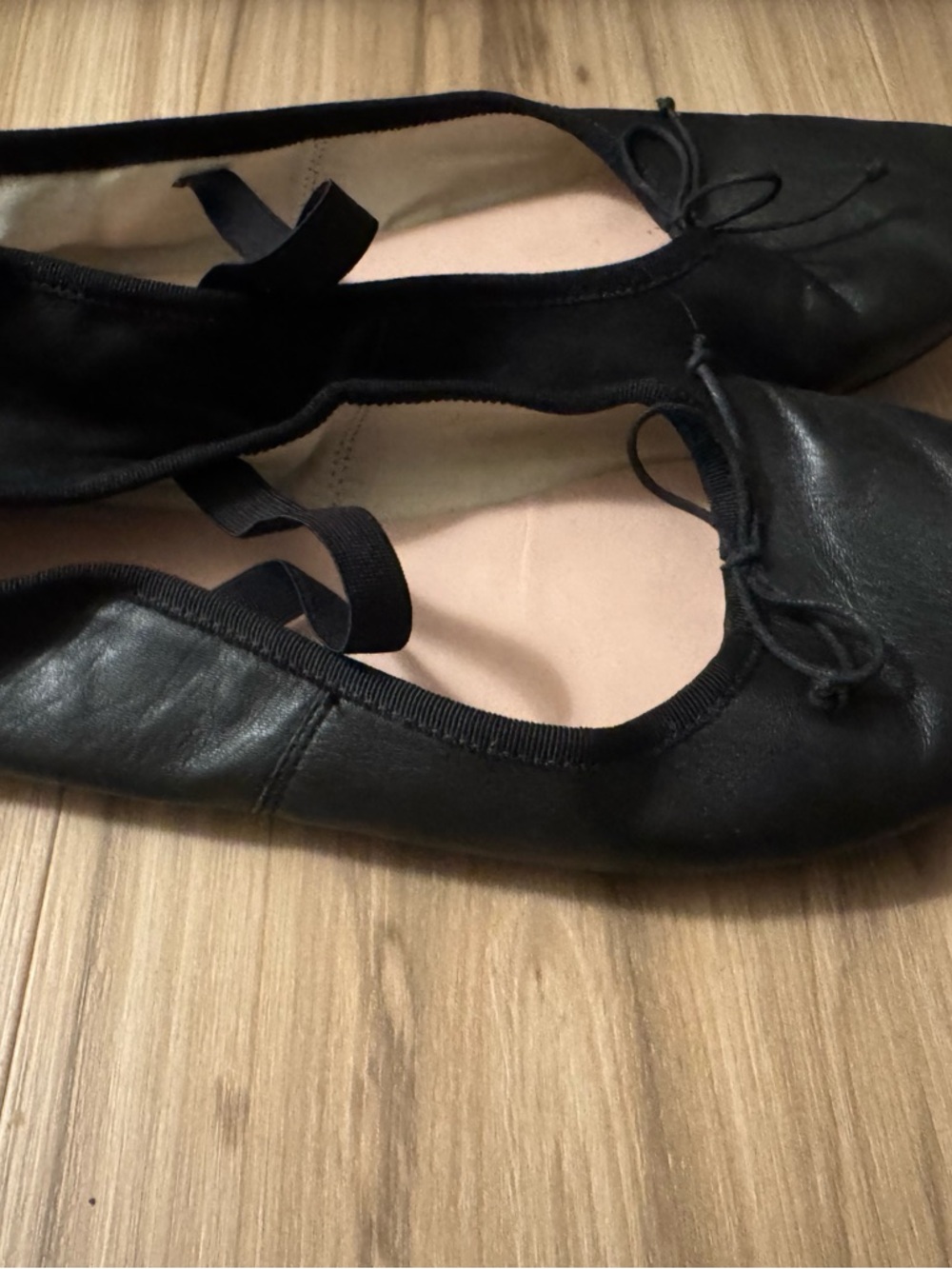 Loeffler Randall Black Leather Ballet Flats with Elastic Strap - Picture 3 of 4